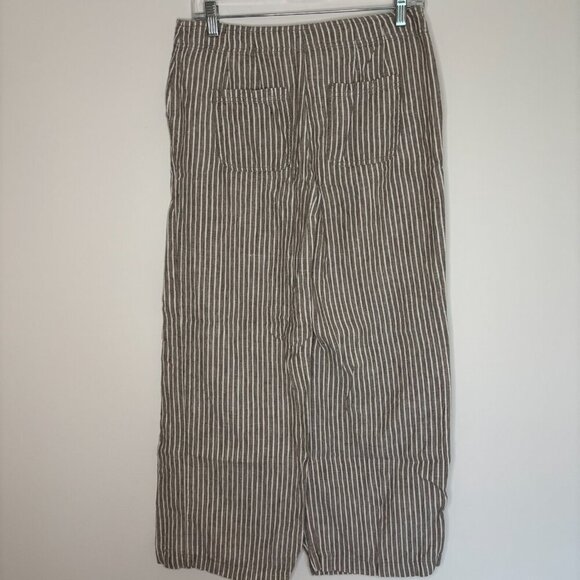 CHICO'S Straight Linen Trouser Womens 00 Tan White Striped - Picture 3 of 5